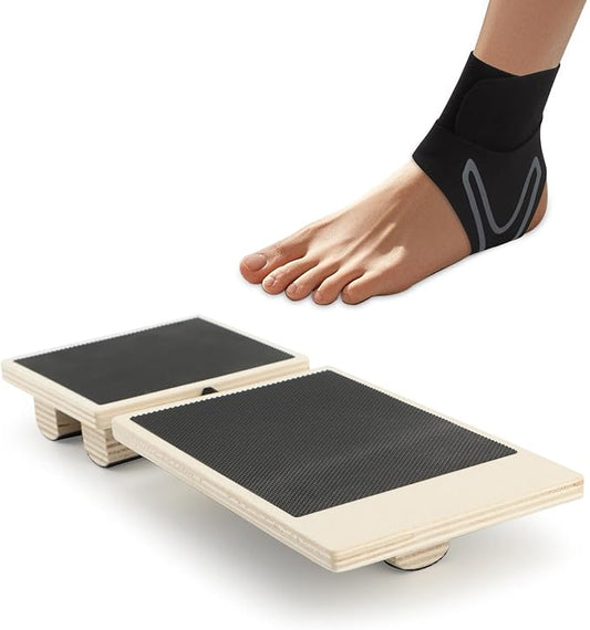 Ankle Balance Board Foot Strengthener, Single Foot Balance Board with 1 pair Ankle-protectors for Relieving Sprained Ankle/Stability Training/Posture Corrector