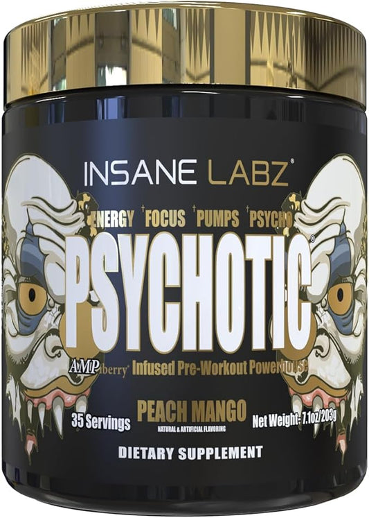 Insane Labz Psychotic Gold, High Stimulant Pre Workout Powder, Extreme Lasting Energy, Pumps and