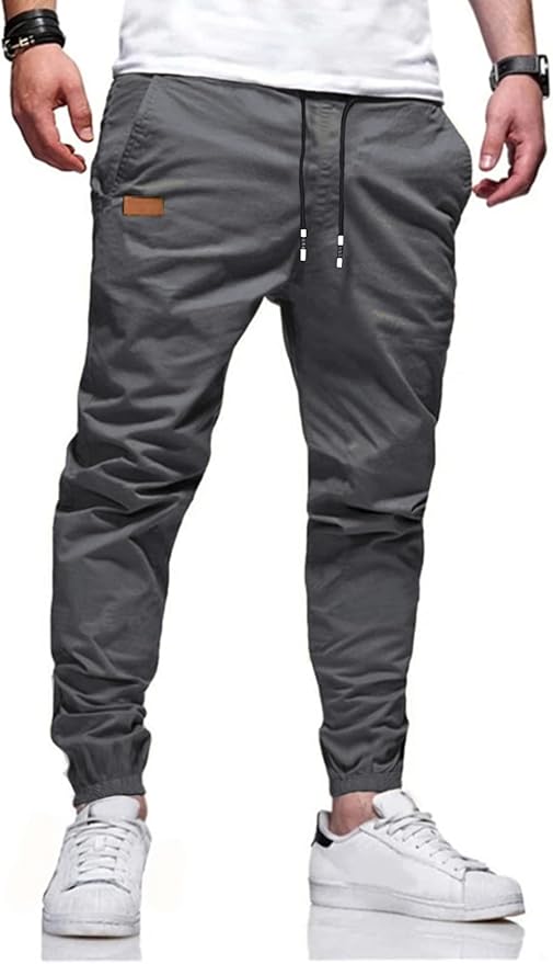 Men Joggers Chino Cargo Pants Hiking Outdoor Recreation Pants Twill Fitness Track Jogging Pants
