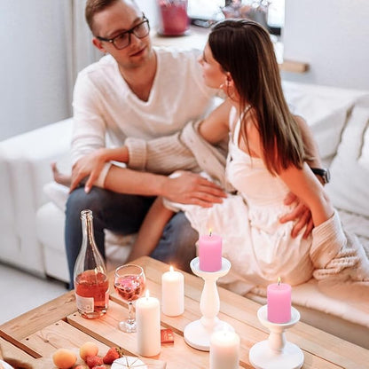 2x3 Inch Pink Pillar Candles Small 24 Hours Unscented Dripless Flat Top Column Cylinder Candles for Dinner Table Christmas Wedding Home Valentine's Day Relaxation Spa Church, 4 Packs