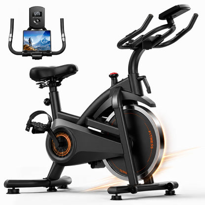 CURSOR FITNESS Exercise Bike, Brake Pad Stationary Bike for Home with Exclusive App, Stationary