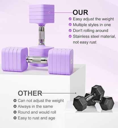 15LB 20LB 40LB 50LB Adjustable Dumbbell Set Free Weights Dumbbells Set for Women Men Hand Weights Sets Adjust Dumbbell Weight Sets for Home Gym Exercise Workout Strength Training Equipments