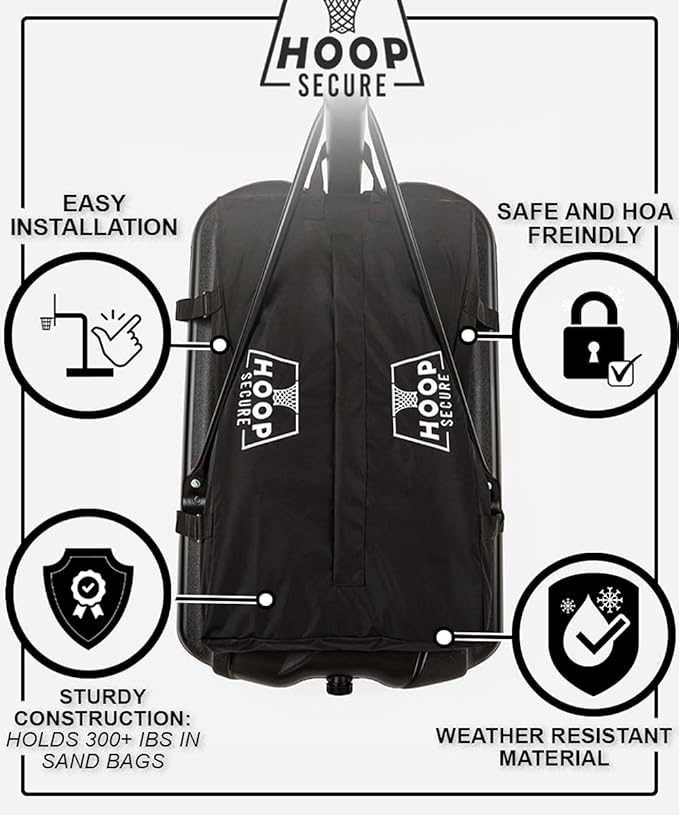 The Original Solution - Heavy Duty Weighted Base Anchor for Basketball Hoops - Weather Resistant, Durable Design, Holds 300+ lbs. Patents-Pending, HOA Friendly (Standard Size, Black)