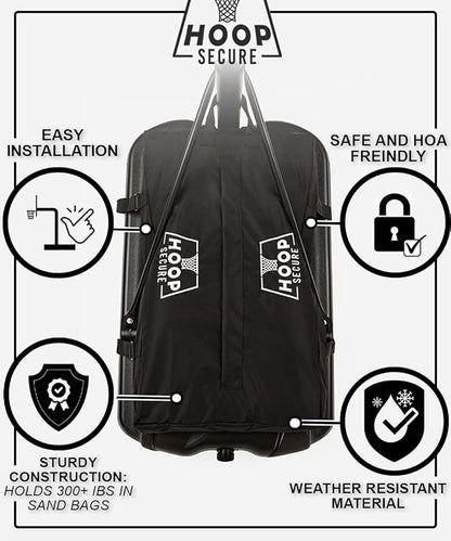 The Original Solution - Heavy Duty Weighted Base Anchor for Basketball Hoops - Weather Resistant, Durable Design, Holds 300+ lbs. Patents-Pending, HOA Friendly (Standard Size, Black)