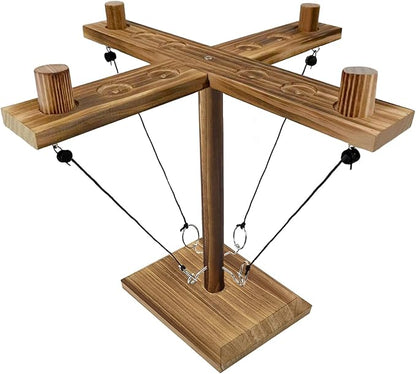 Hook Toss Game, Ring Toss Game, Handmade Wooden Ladder, Throwing Hook and Ring Battle Game for Family