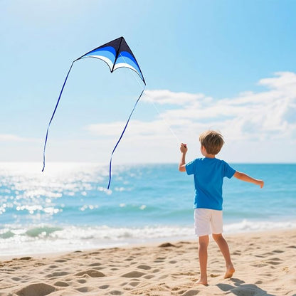 Delta Kite for Kids and Adults, Easy to Fly, Nylon Fabric with String Handle, Outdoor Beach Park Activities