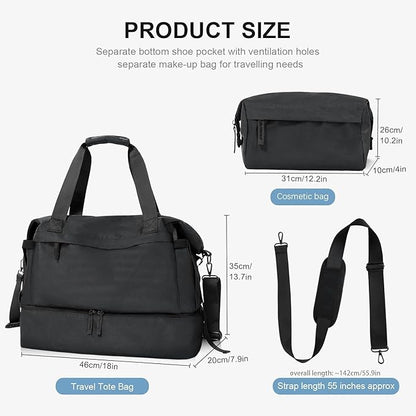 Gym Bag for Men Women, Tactical Travel Duffel bag with Removable Dividers & Shoe Compartment, Weekender Carry on Bag with Toiletry Bag, Overnight Range Bag for Workout Soccer Yoga Gym