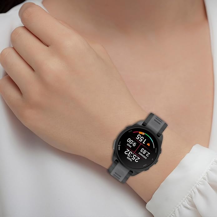 Compatible with Garmin Forerunner 165 Watch Band, 20mm Width Silicone Replacement Bands for Garmin Vivoactive 3 / Vivoactive 5 / Forerunner 55, 245, 645 Music Smartwatch