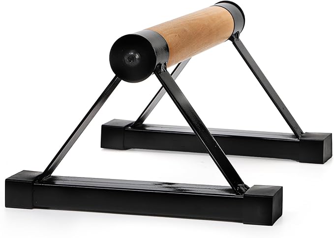 TOPZEA Wood Push Up Bars, Solid Wooden Parallettes Bars with Sturdy Steel Bracket Anti-slip Handstand Bars for Calisthenics, Fitness, At Home Gym Floor Workouts Equipment, Support Max 600 lbs, Black