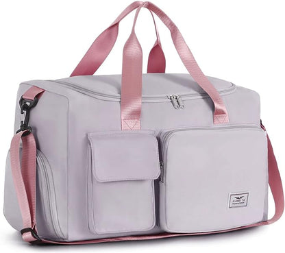 FIORETTO Women's Gym Duffle Bag with Shoes Compartment, 37L Capacity, Ideal for Travel, Gym, Sports, Duffel, Weekender