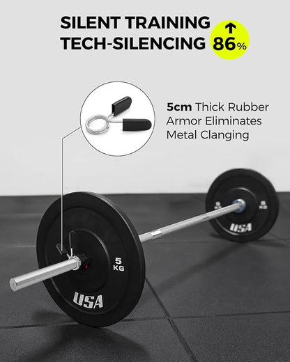 DASKING 4ft/4.9ft Barbell, 1-Inch Standard Detachable Bar, Portable Strength Training Bar for Weightlifting, Squat, Bench Press, Home Gym, 450LBS, Includes Silent Collars