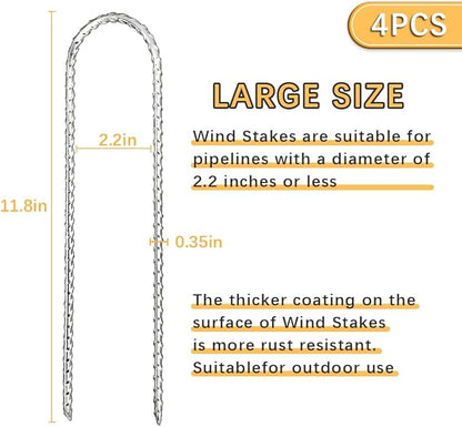 12" Trampoline Stake Anchors high Wind u Stakes for Ground Anchor Heavy Duty Stakes Trampoline Anchors Accessories (Silver-4PCS)