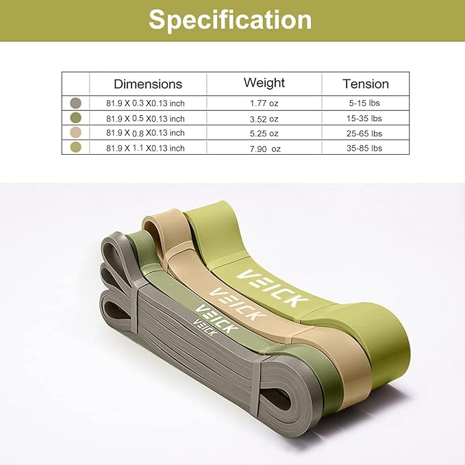 VEICK Resistance Bands for Working Out, Exercise Bands, Workout Bands, Pull Up Assistance Bands, Long Heavy Stretch Bands Set for Men and Women, Power Weight Gym at Home Fitness Equipment