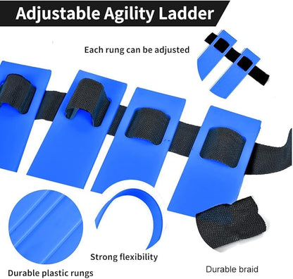 TNZMART Agility Ladder and Disc Cones Training Set Adjustable Rungs Training Ladder with 10 Plastic Sport Cones for Training