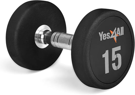 Yes4All Urethane Dumbbell with Anti-Slip Knurled Handle 5-50 LB for Muscle Building - Sold Individually
