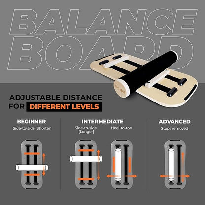 Yes4All Balance Board Sports Trainer, Surf Trainer Board With Adjustable Stoppers, Improve Core Strength and Balance Control