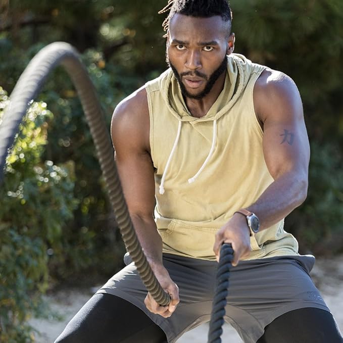 Titan Fitness Battle Rope 50ft x 2in, Poly Dacron Heavy Rope for Home Gym Conditioning Workouts, Cross-Train, Strength Training Exercises