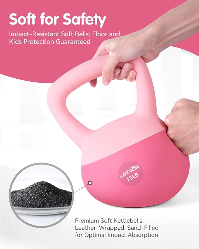 Soft Kettlebell - Cushioned Impact-Resistant Base and Anti-Slip, Kettle bell Anti-Slip Grip Weight for Home Workouts, Safe Strength Training Kettlebells Sets for Women & Men, With Non-slip Gloves