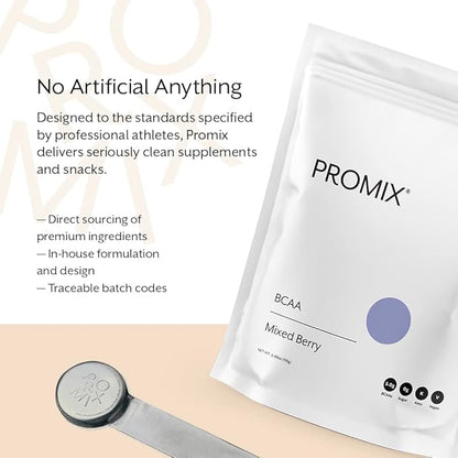 Promix BCAA Post-Workout Energy Powder - 5g Micronized BCAAs, Sugar Free, Plant Based, Vegan, Keto - Mixed Berry - 30 Servings (Pack of 1)