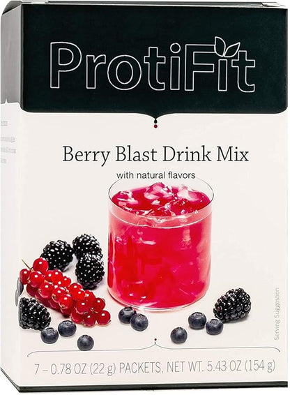 High Protein Fruit Flavored Powder Drink Mix, 15g Protein, Low Calorie, Sugar Free, Ideal Protein Compatible, 7 Servings Per Box (Berry Blast)