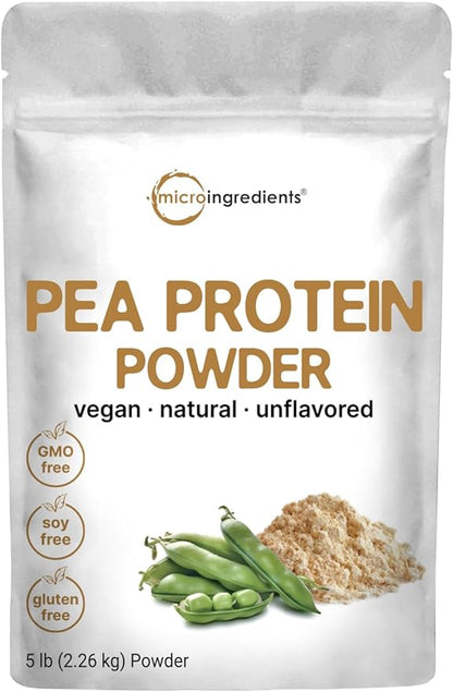 Micro Ingredients North American Grown, Pea Protein Powder, 5 Pounds | Plant Based, Unflavored | Complete Vegan Protein Source ??27g Serving | Rich in BCAAs & EAAs | Non-GMO, Keto Friendly