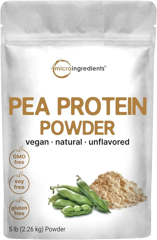 Micro Ingredients North American Grown, Pea Protein Powder, 5 Pounds | Plant Based, Unflavored | Complete Vegan Protein Source ??27g Serving | Rich in BCAAs & EAAs | Non-GMO, Keto Friendly