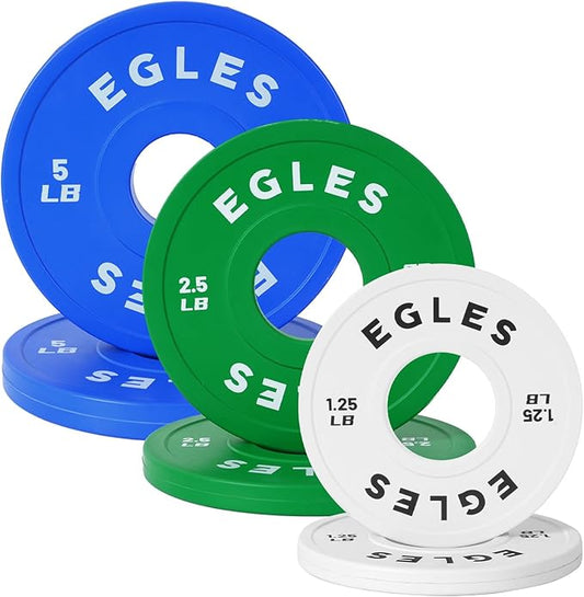 Egles Change Plates Set 1.25LB, 2.5LB, 5LB - Rubber-Coated Weight Plates in Pairs, Olympic Bumper Plates, Color-Coded, IWF Standard, Fit 2-Inch Barbells Strength Training Weight Plates Gym & Fitness