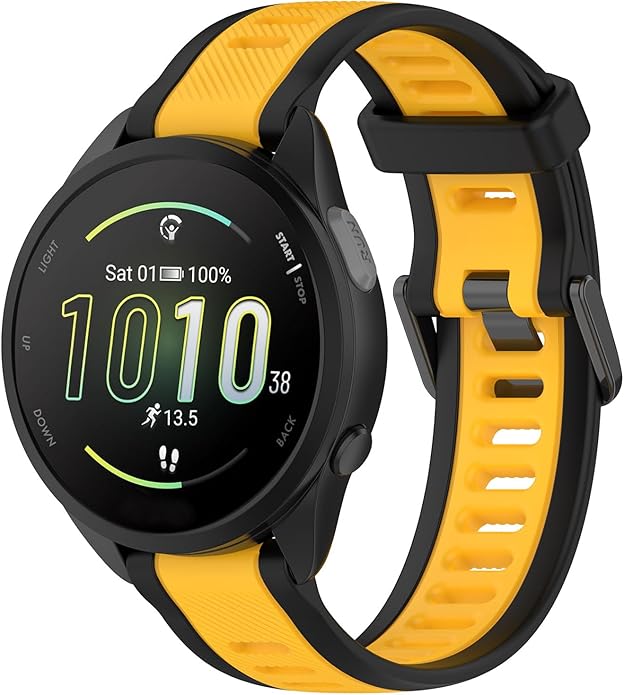 Compatible with Garmin Forerunner 165 Watch Band, 20mm Width Silicone Replacement Bands for Garmin Vivoactive 3 / Vivoactive 5 / Forerunner 55, 245, 645 Music Smartwatch