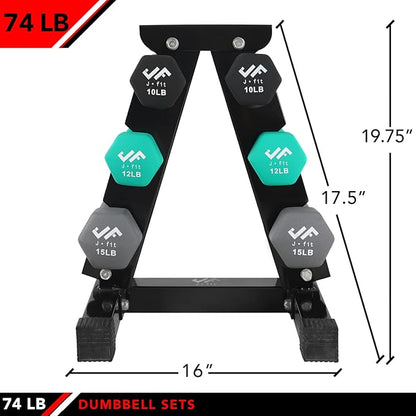 JFIT Dumbbell Pairs or Sets – Neoprene & Vinyl Coated Hand Weights for Home Gym, Strength Training, Aerobics, Cardio Exercise and Fitness