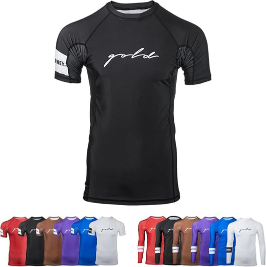 Gold BJJ Foundation Rash Guard - Ranked No-Gi and Gi Jiu Jitsu Rashguard