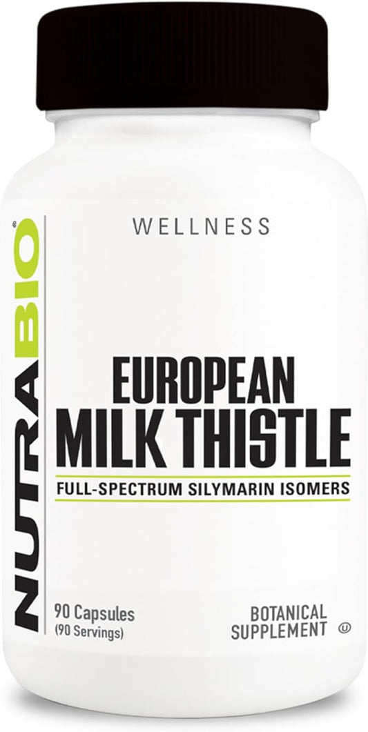 NutraBio European Milk Thistle Supplement, 241mg - Supports Antioxidant Benefits and Wellness, 90