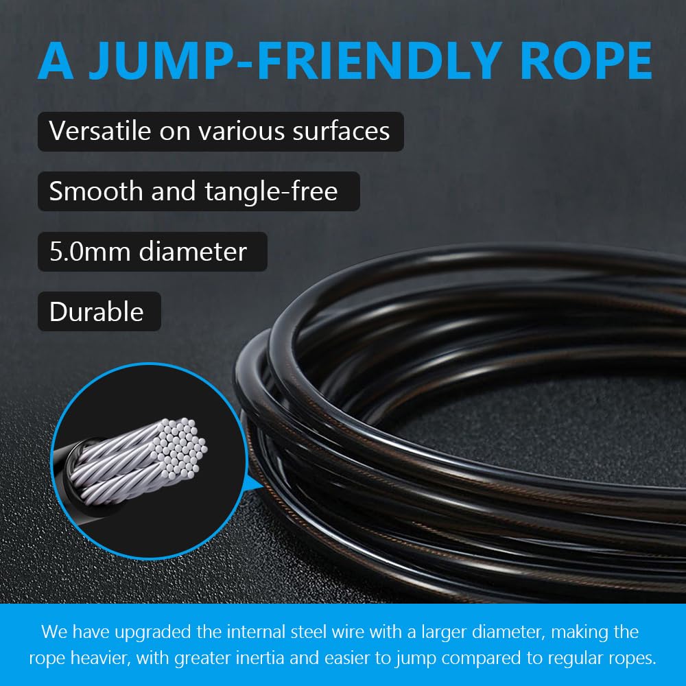 Jump Rope, HANDIO jump ropes 1/2 lb Weighted Jump Rope for Boxing, Cardio, Crossfit Workout, 8~10ft