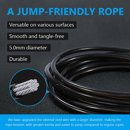 Jump Rope, HANDIO jump ropes 1/2 lb Weighted Jump Rope for Boxing, Cardio, Crossfit Workout, 8~10ft