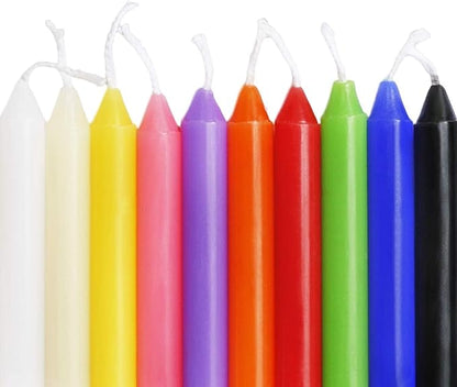 100 pcs Spells Chime Candles Unscented Assorted Colors Mini Taper Candles | 4" Tall x 1/2" Diameter | Great for Casting Chimes, Rituals, Spells