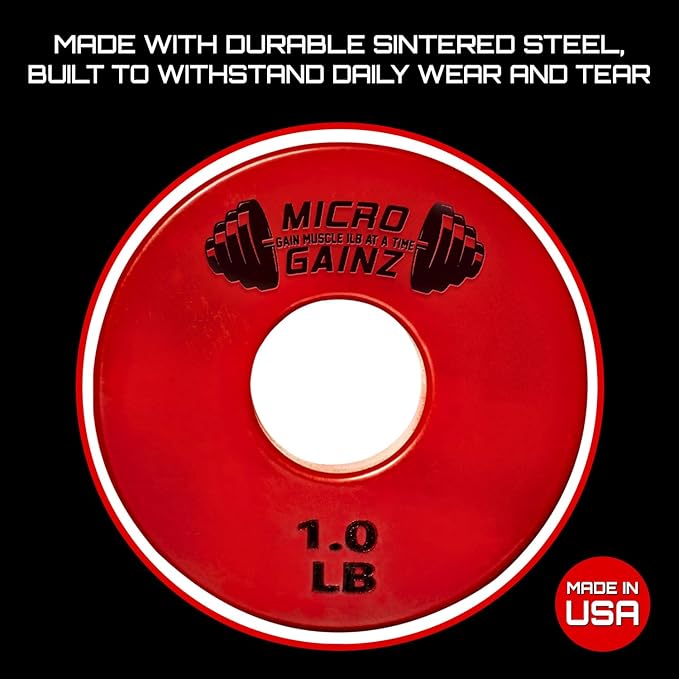 Micro Gainz Standard 1-Inch Center Hole Fractional 2 Pcs Color Weight Plates, Choose (.25LB-1LB) Designed for Standard 1-Inch Dumbbell & Barbell for Strength Training, Made in USA