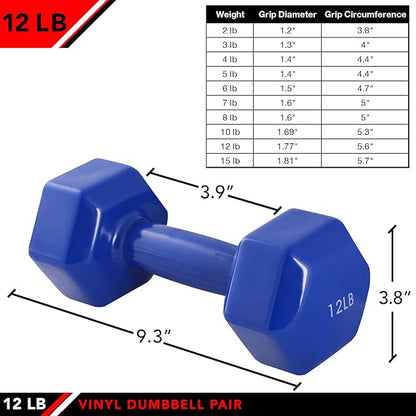 JFIT Dumbbell Pairs or Sets – Neoprene & Vinyl Coated Hand Weights for Home Gym, Strength Training, Aerobics, Cardio Exercise and Fitness