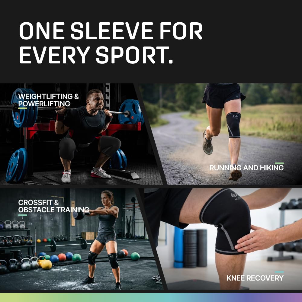 Modvel 7mm Neoprene Knee Sleeves for Men & Women Weightlifting & Powerlifting – Compression Knee