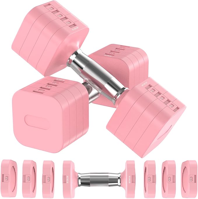 22LBS Adjustable Dumbbells Set, Adjustable Weight Dumbbells with 4 Levels 4.4lb, 6.6lb, 8.8lb, 11lb, Hand Weights Sets for Women/Men Home Gym Full Body Workout