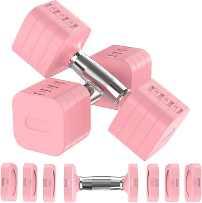 22LBS Adjustable Dumbbells Set, Adjustable Weight Dumbbells with 4 Levels 4.4lb, 6.6lb, 8.8lb, 11lb, Hand Weights Sets for Women/Men Home Gym Full Body Workout