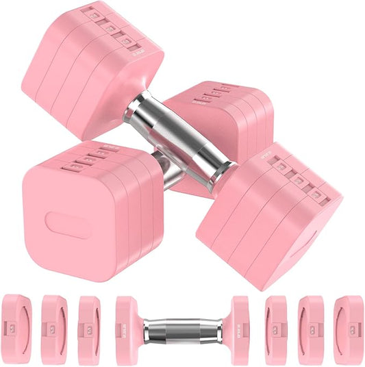 22LBS Adjustable Dumbbells Set, Adjustable Weight Dumbbells with 4 Levels 4.4lb, 6.6lb, 8.8lb, 11lb, Hand Weights Sets for Women/Men Home Gym Full Body Workout