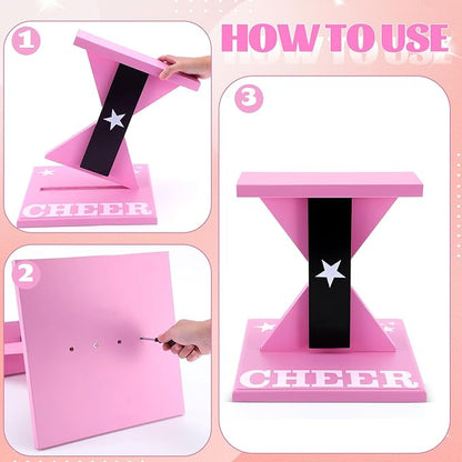 Chunful Cheerleading Balance Trainer 12.2 x 13.19 Inch Wood Wooden Cheer Stunt Training Stand Equipment Cheer Flyer Stand for Flexibility Core Strength and Coordination Training