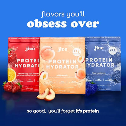 Jive Clear Protein Powder - 22g Grass-Fed Whey Isolate, 13 Servings - Blue Raspberry - 895mg of Electrolytes - Zero Added Sugar - Clear Drink Protein Water & Juice