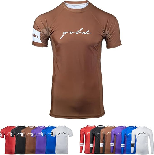 Gold BJJ Foundation Rash Guard - Ranked No-Gi and Gi Jiu Jitsu Rashguard