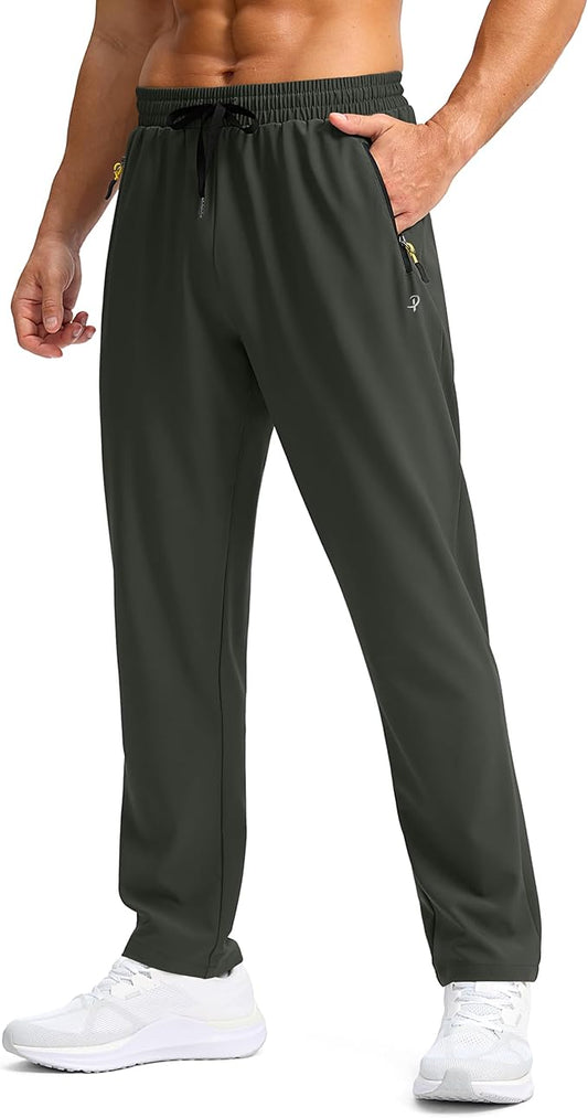 Pudolla Men's Lightweight Hiking Pants Quick-Dry Outdoor Sweatpants with Zipper Pockets for Casual