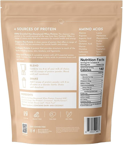 JUST INGREDIENTS Snickerdoodle Protein Powder ??30-Serving Blend with 100% Grass-Fed Whey & Organic Plant Proteins ??Cinnamon & Vanilla Flavor ??Supports Muscle Recovery, Energy*