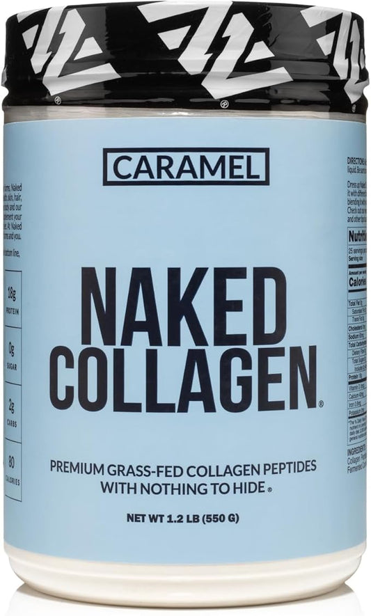 NAKED Caramel Collagen Peptides Protein Powder, 25 Servings, Pasture-Raised, Grass-Fed Hydrolyzed
