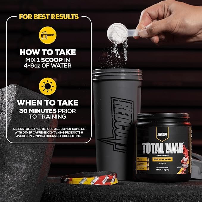 REDCON1 Total War Pre Workout - Beta Alanine + Citrulline Malate Keto Friendly Preworkout for Men & Women with 320mg of Caffeine - Fast Acting -Blue Lemonade (30 Servings)