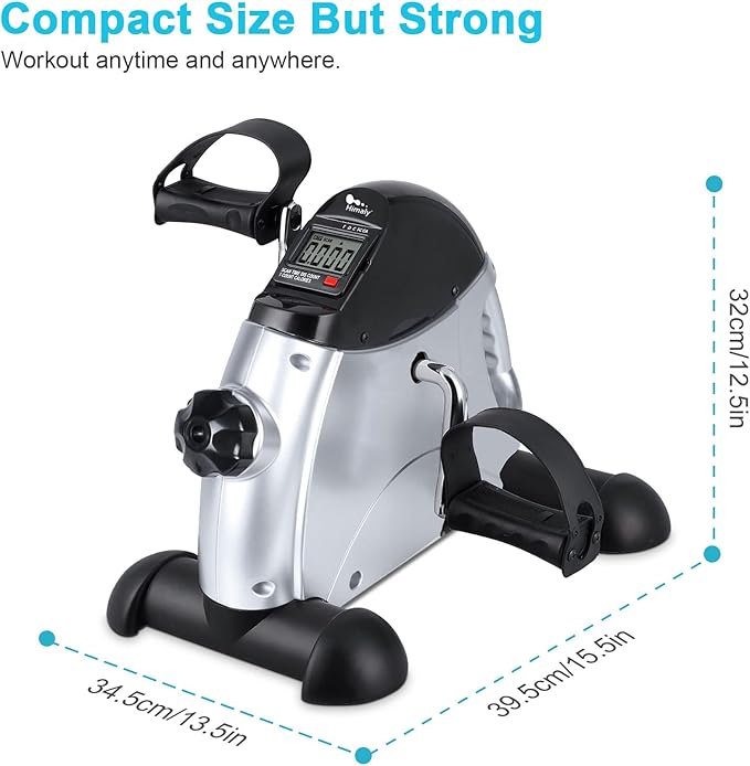 Mini Exercise Bike, himaly Under Desk Bike Pedal Exerciser Portable Foot Cycle Arm & Leg Peddler Machine with LCD Screen Displays