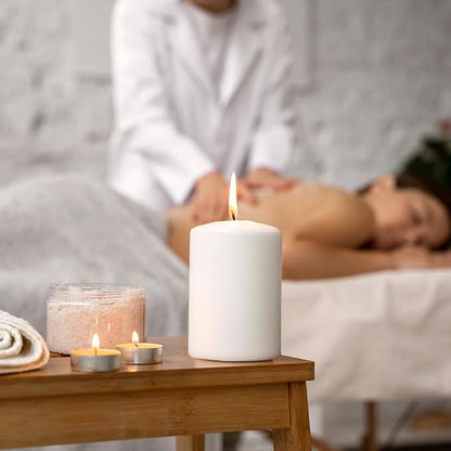 Dripless 3x4 3x6 3x8 Inch White Pillar Candles Unscented Long Lasting Large Cylinder Column Candles for Home Dinner Table Decor Power Outage Emergency
