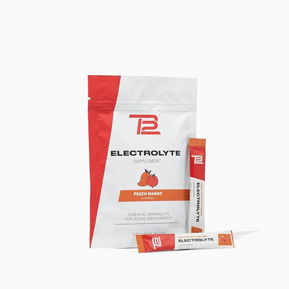 TB12 Electrolytes Powder Packets Peach Mango ??Mineral-Rich Electrolyte Powder for Fast Hydration by Tom Brady - Natural, Low Sugar, Vegan, Gluten-Free, Easy to Mix - 15 Stickpacks
